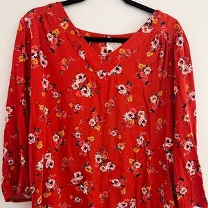St. John’s Bay Floral Long Sleeve Printed Blouse Size 0X